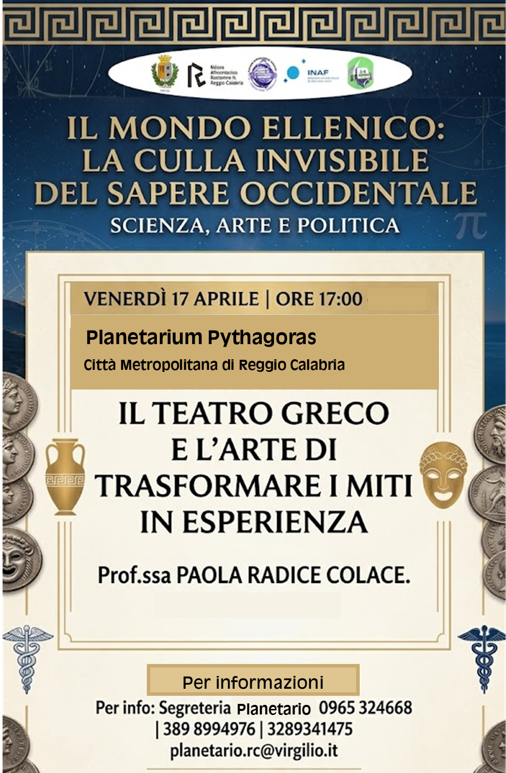 Immagine di copertina per Al via il Corso di Formazione �Il mondo ellenico: culla invisibile del sapere occidentale�